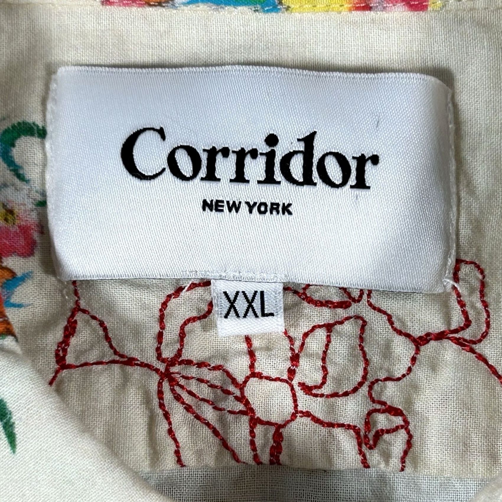 Corridor NYC Shirt Mens 2XL Natural Hawaiian Art Embroidered Bouquet, Men's (Size Xxl) — image 3 of 6