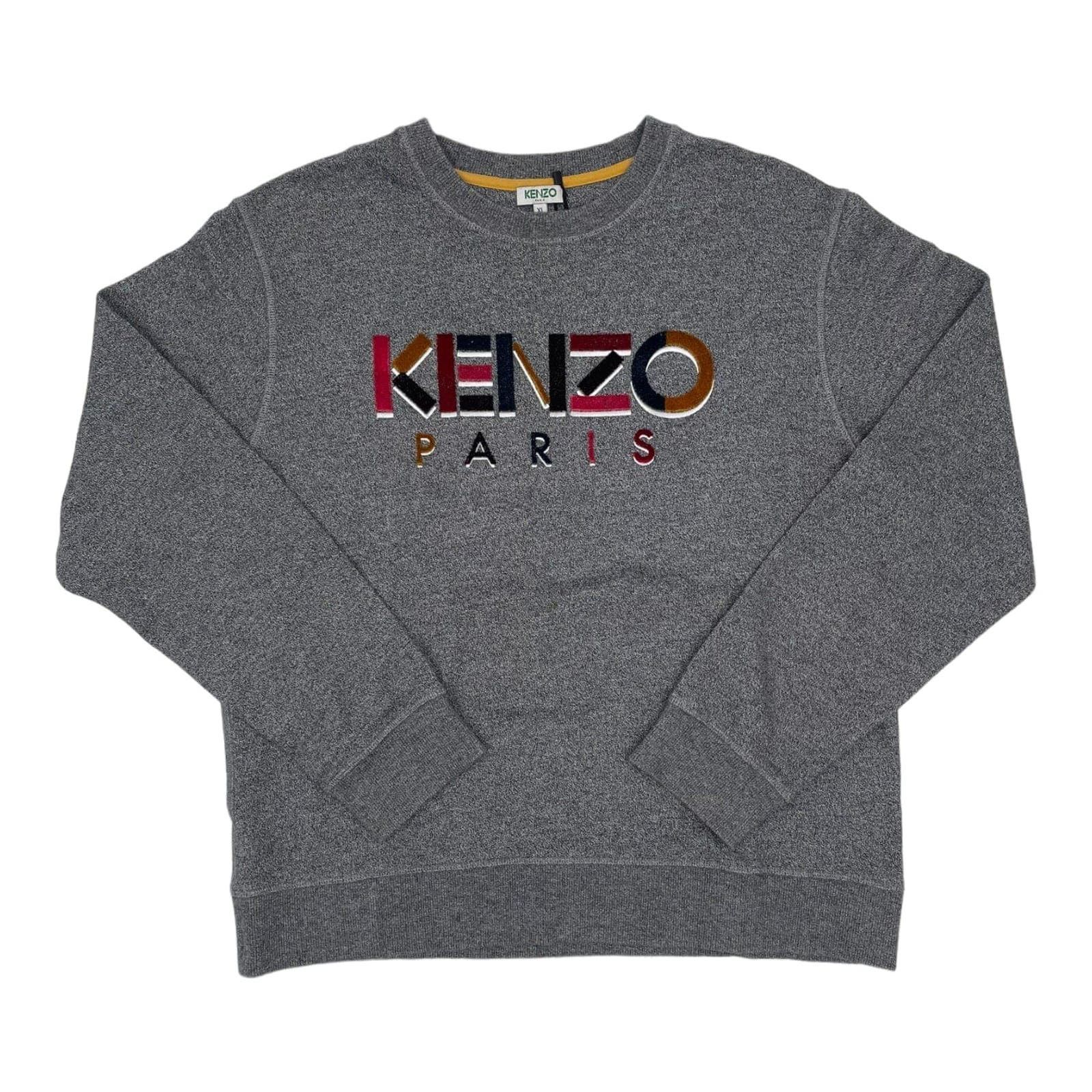 image of Kenzo Embroidered Logo Crewneck Sweatshirt Grey Pre-Owned, Men's (Size XL)