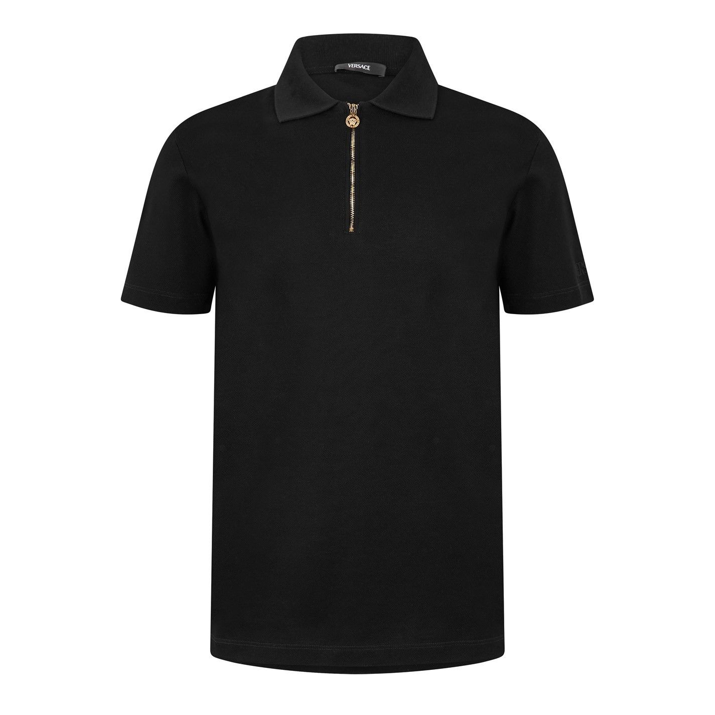 Versace o1g2r1mq0526 Zipped Short-Sleeve Polo Shirt in Black Size US M / EU 48-50 / 2 - 1 Thumbnail