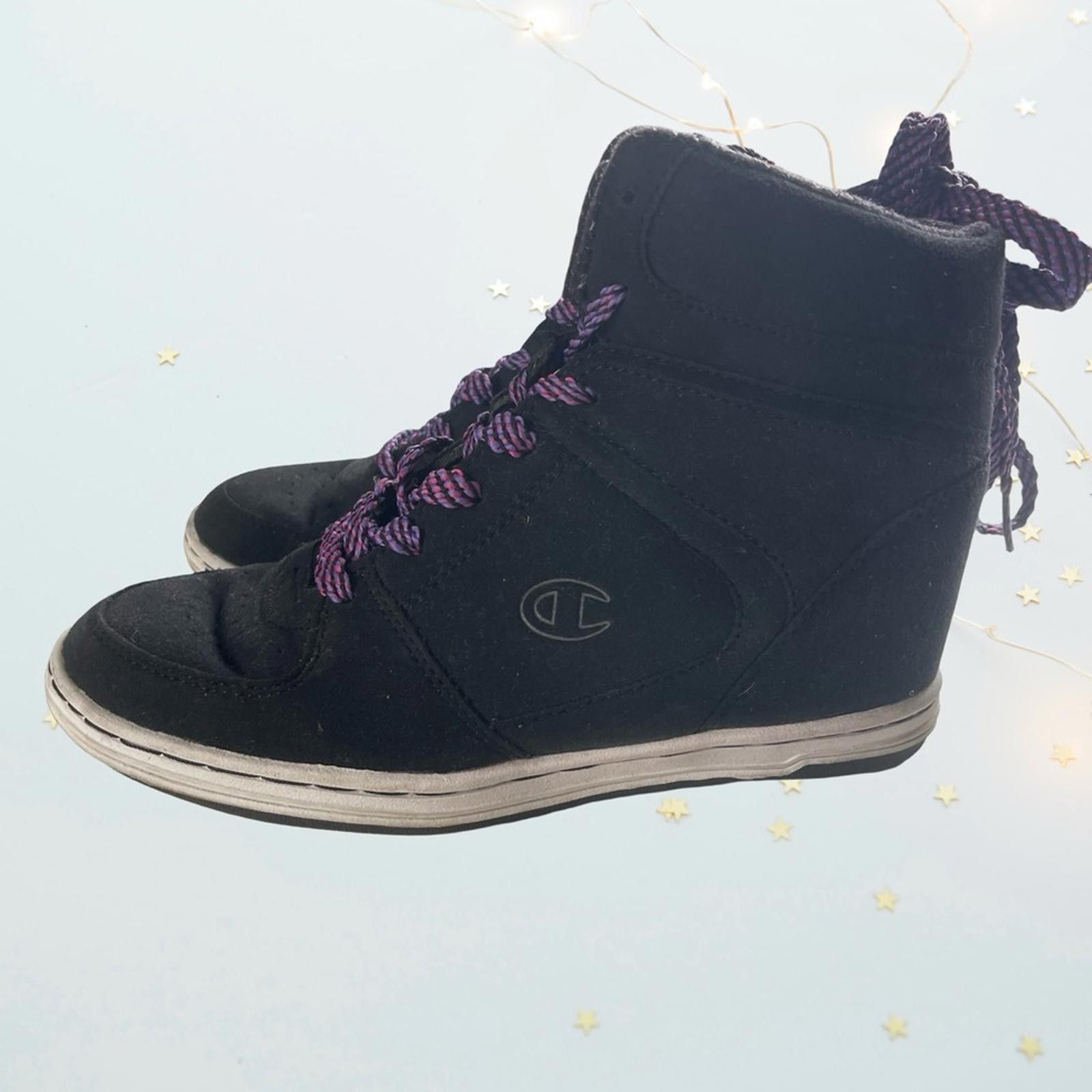 Champion Champion Womens Black and Purple High-Top Sneakers in size 7 Size US 7 / IT 37 - 3 Thumbnail