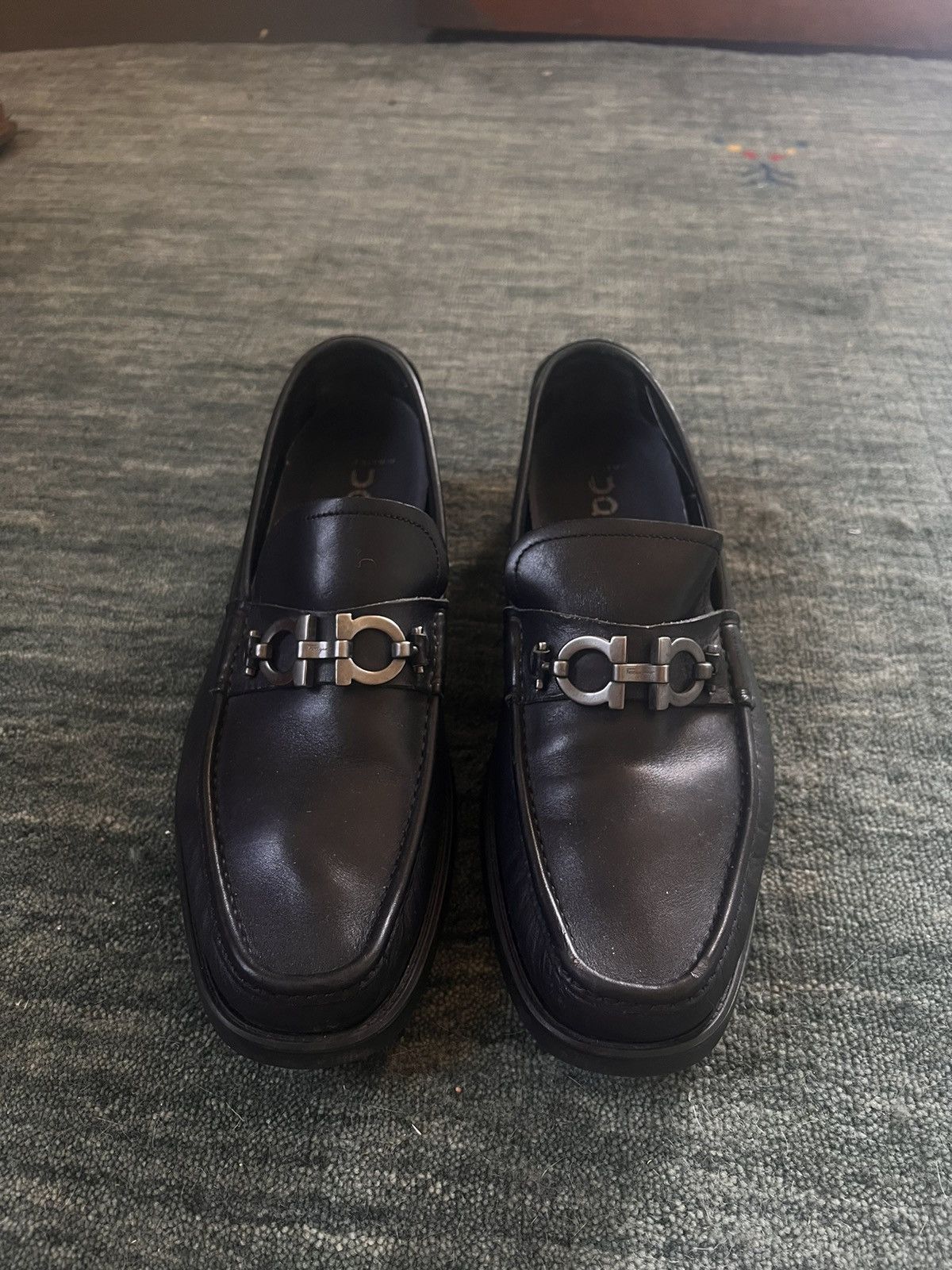 Salvatore Ferragamo Black Horsebit Loafers WORN ONCE Size US 11 / EU 44 - 2 Thumbnail