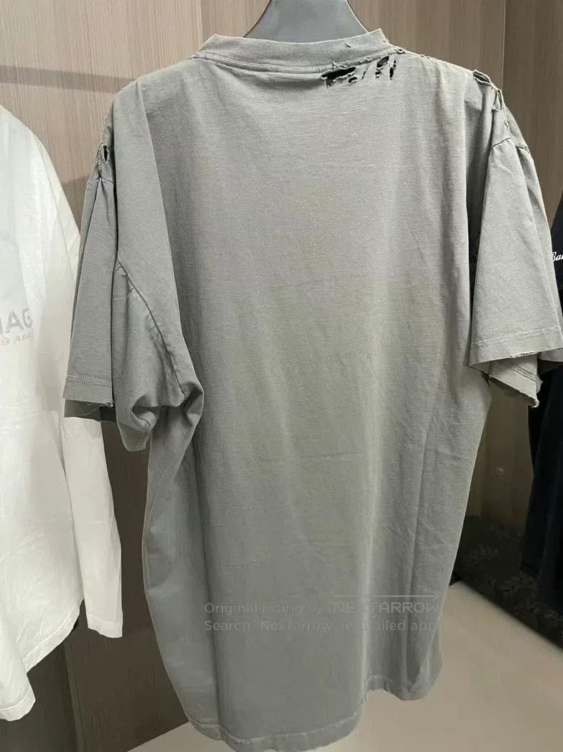 Balenciaga Balenciaga Grey Destroyed Short Sleeve Size US M / EU 48-50 / 2 - 2 Thumbnail
