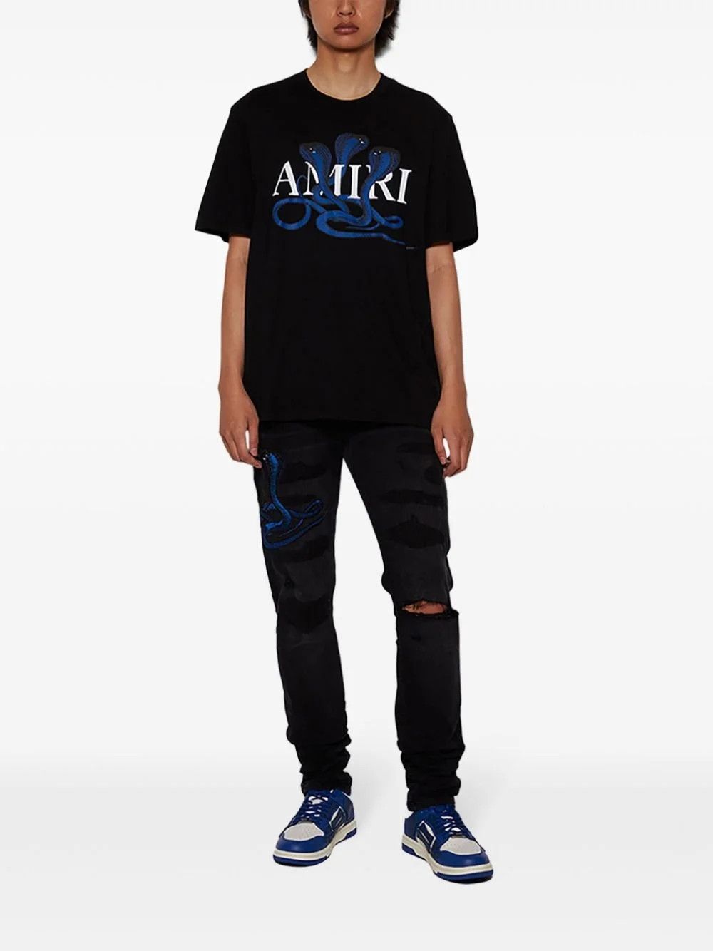 Amiri os11x0326 Skelton Low-Top Sneakers in Blue/White Size US 8 / EU 41 - 5 Thumbnail