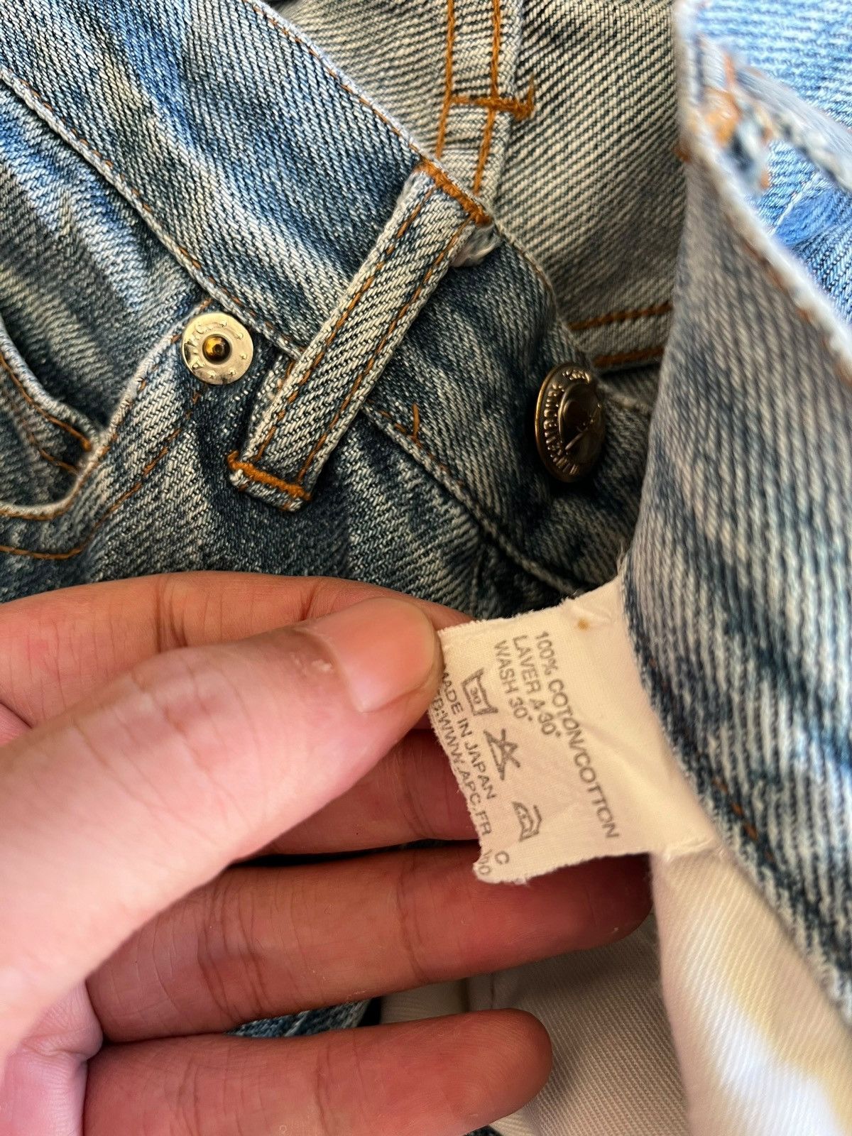 A.P.C. Vintage APC Rue De Fleurus Paris Selvedge Distressed Jeans Size 22" - 9 Thumbnail