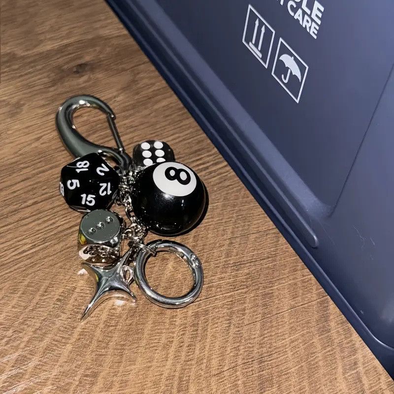 Other Star Dice Black Eight Ball Pendant Ornaments Keychain Size ONE SIZE - 7 Thumbnail