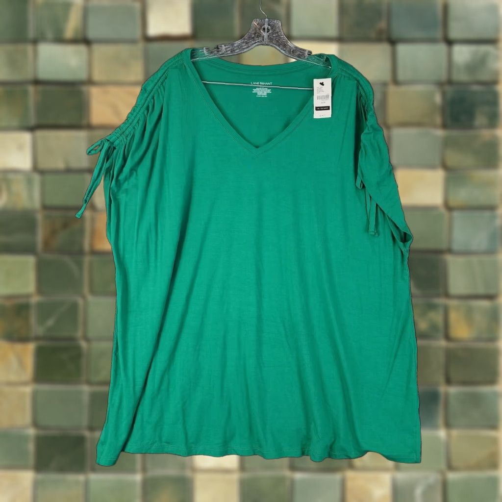 Vintage Lane Bryant Green V Neck Sleeveless Blouse Plus Size 26 Womens Size 4XL / US 24-26 - 1 Thumbnail