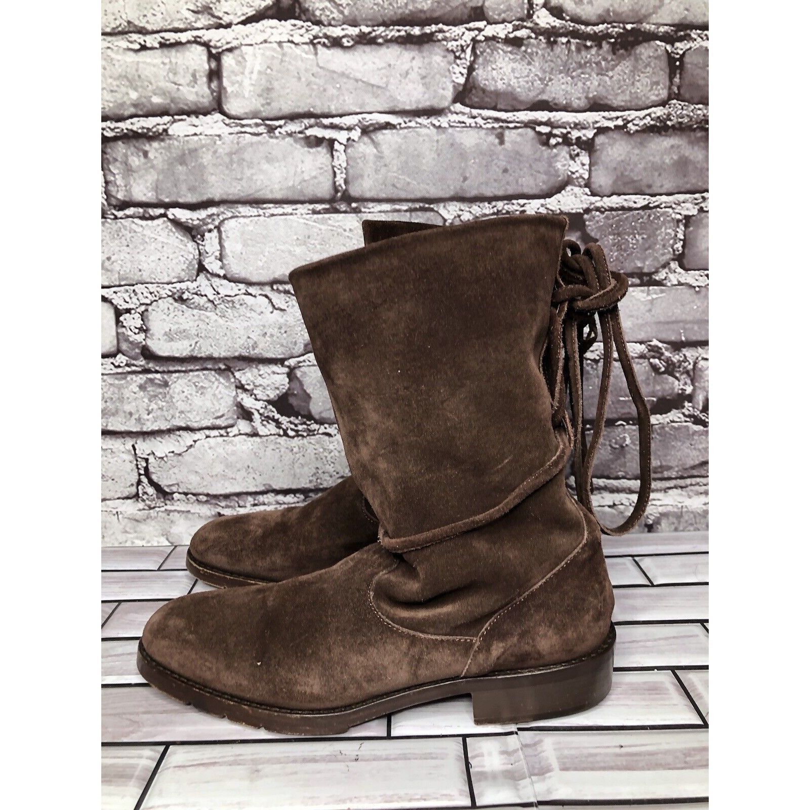 Other Joan & David Brown Suede Leather Back Lace Up Heels Boots Wo Size US 6 / IT 36 - 1 Thumbnail