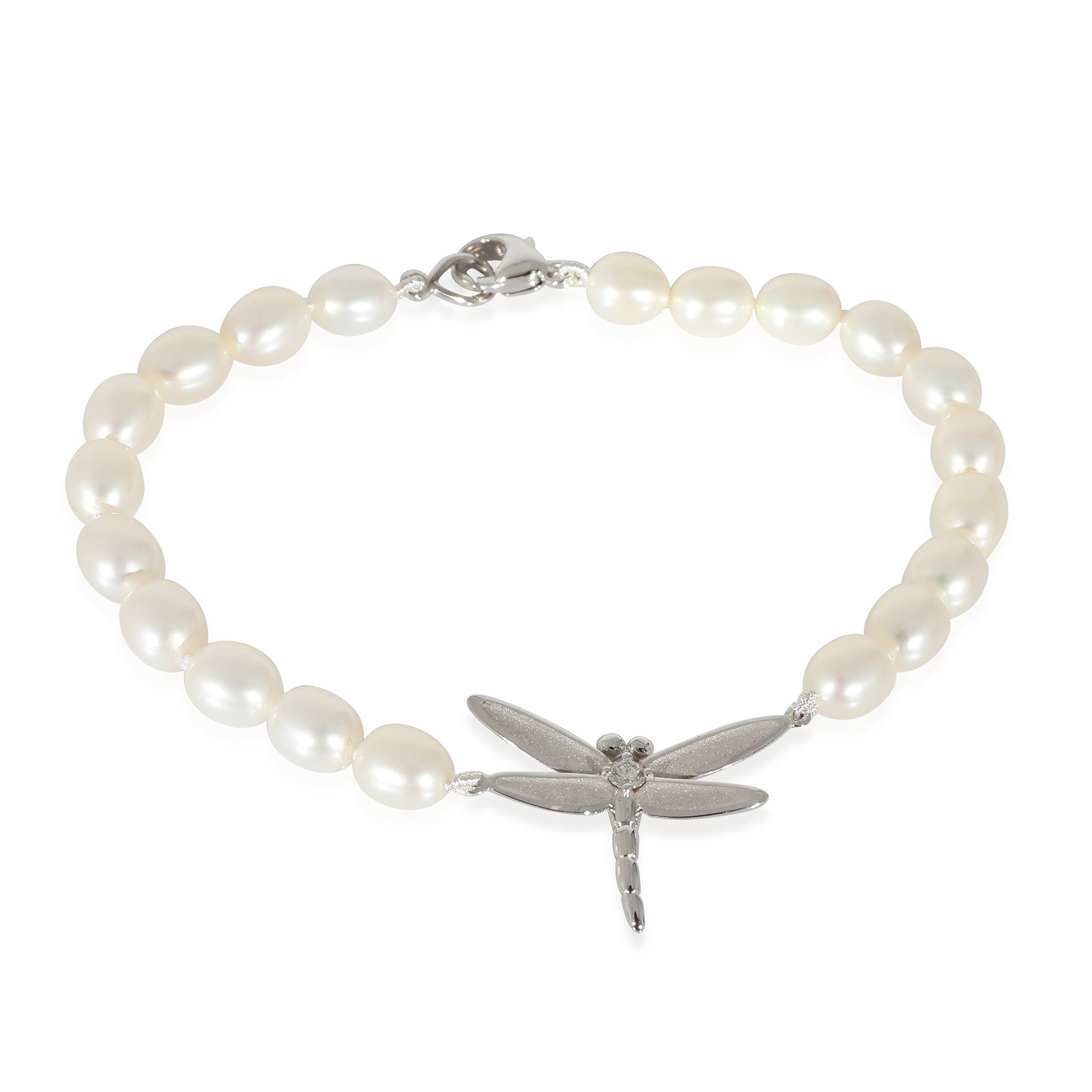 Tiffany & Co. Tiffany & Co. Freshwater Pearl Bracelet With Dragonfly Charm in 18K White Gold Size ONE SIZE - 1 Thumbnail