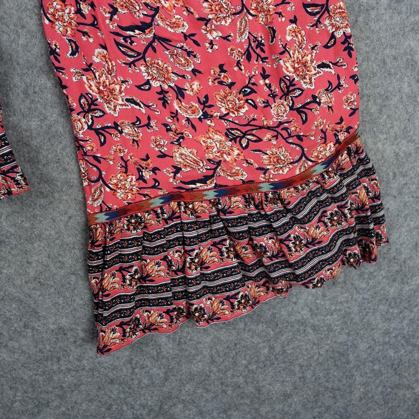 Bell Angie Blouse Shirt Womens Large Pink Floral Boho Bell Sleeve Smocked Square Neck Peasant Rayon L Size L / US 10 / IT 46 - 5 Thumbnail