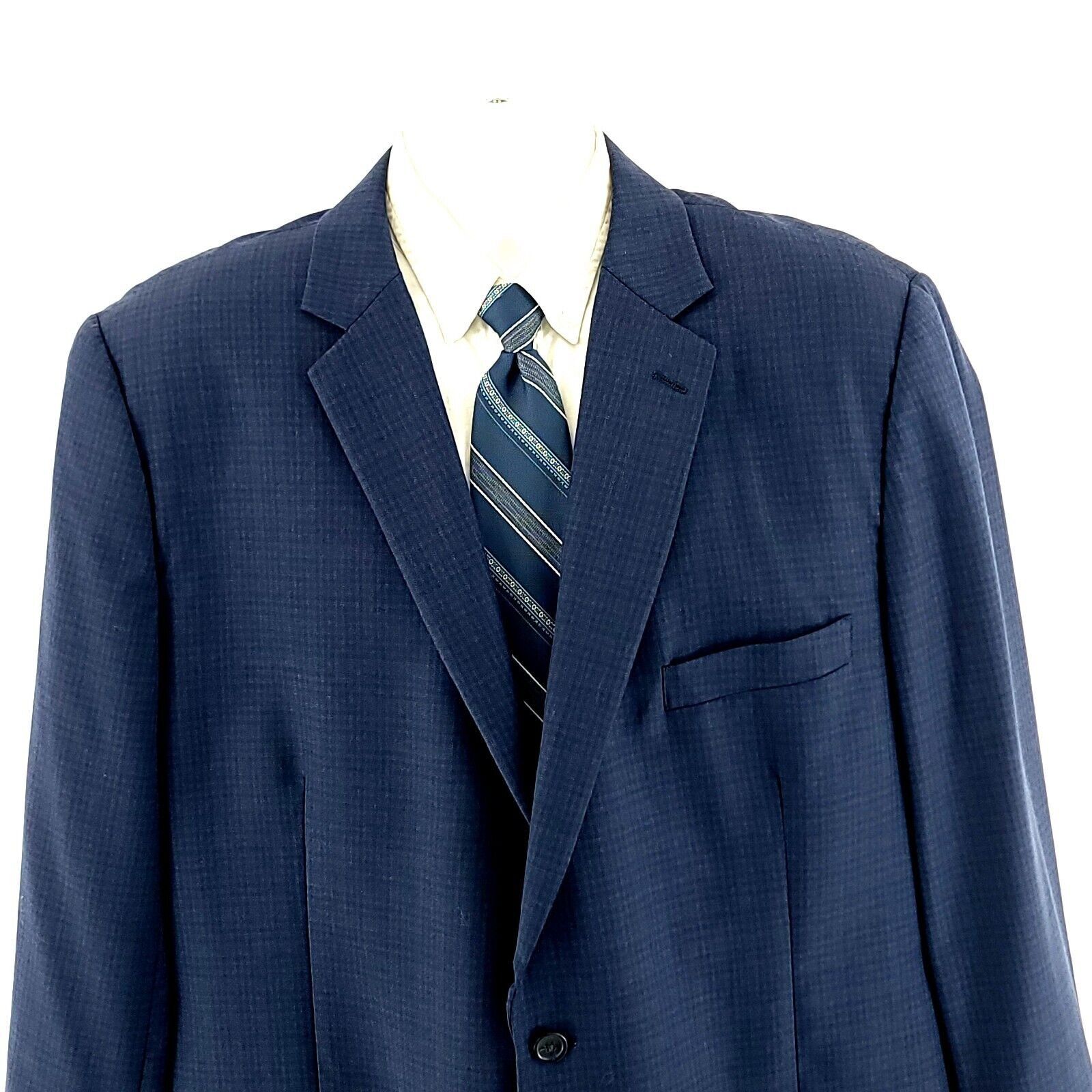 Joseph & Feiss Joseph & Feiss Gold Blue Plaid Wool 2 Button Blazer 46L Tagg Size 46L - 1 Thumbnail