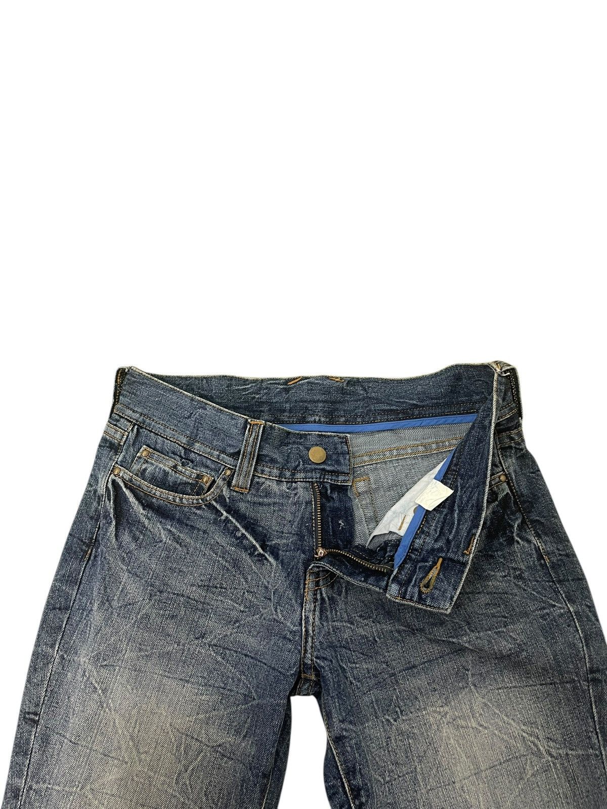 Japanese Brand Flare Jeans Unknown Washed Denim Distress Boot Cut 1🟦1 Size US 29 - 9 Thumbnail