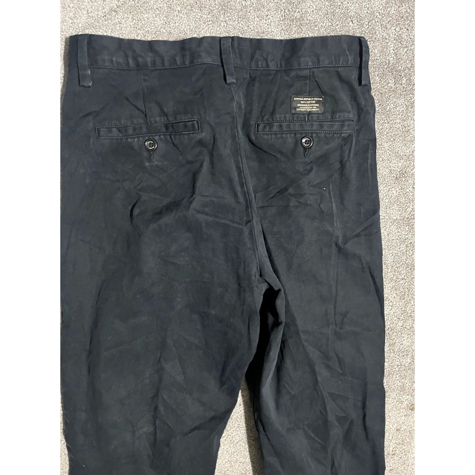 Banana Republic VINTAGE Banana Republic Mens Straight Fit Gavin Chino Pants 32x32 Black Distressed Size US 32 / EU 48 - 2 Thumbnail