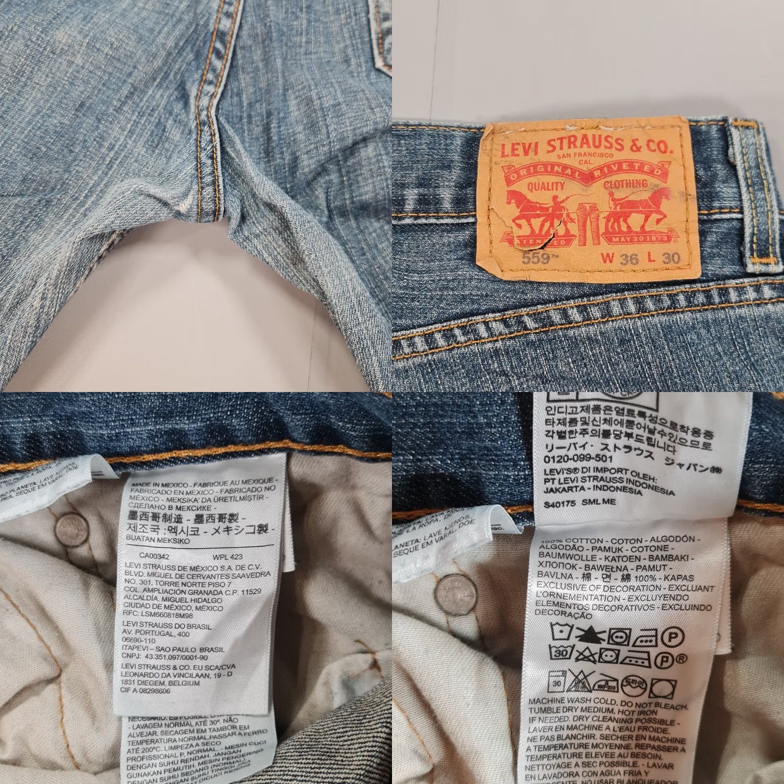 Levi's Levi's 559 Jeans Blue W36 L30 Relaxed Straight Denim Zip Fly 100% Cotton Mens Regular Modern Pockets Size US 36 / EU 52 - 8 Thumbnail