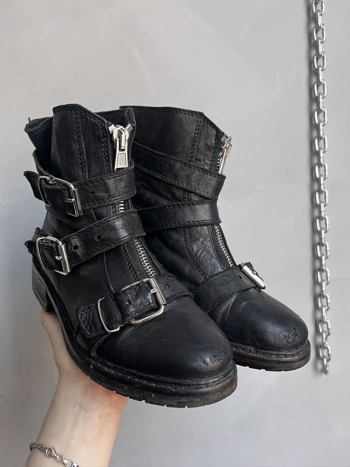 Allsaints Avant garde leather straps All Saints boots hype y2k Size US 8 / IT 38 - 2 Thumbnail