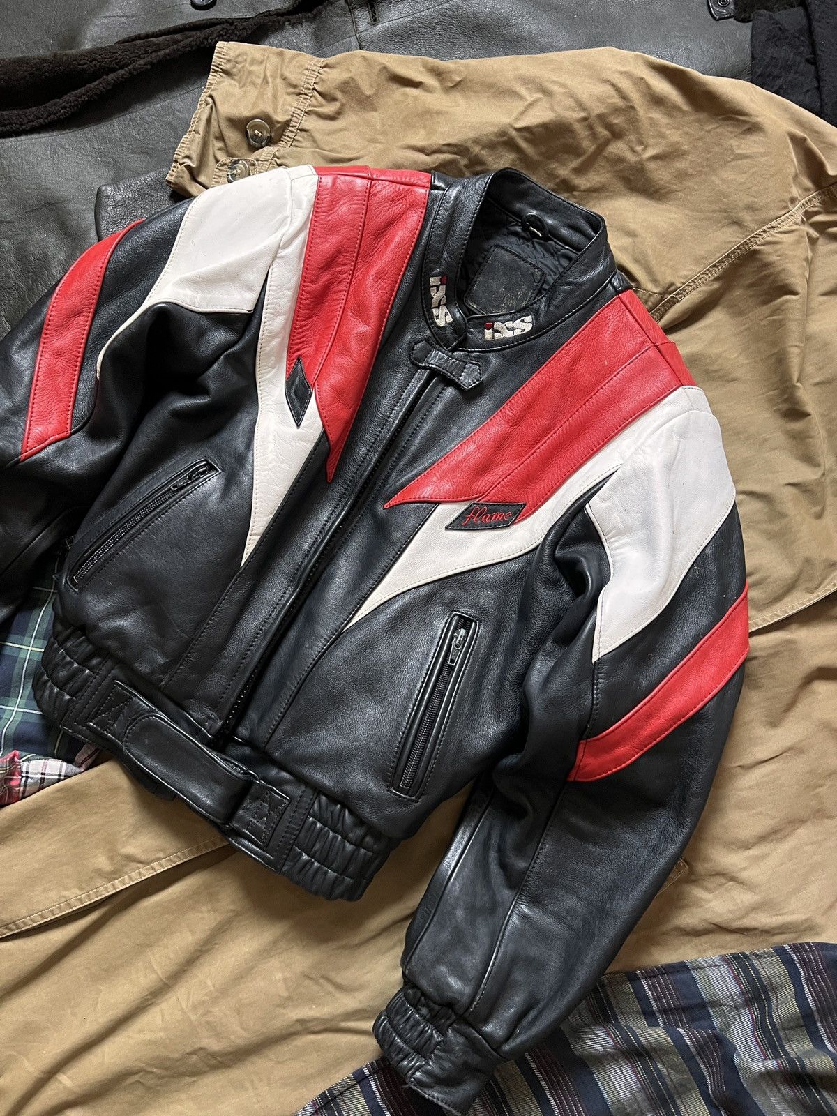 Other Vintage IXS Leather Moto Flame Jacket Size L / US 10 / IT 46 - 7 Thumbnail