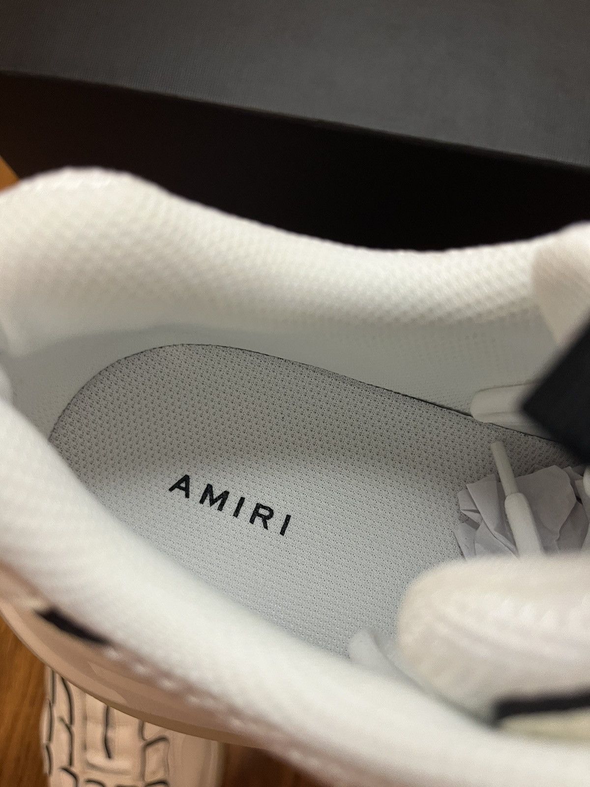 Amiri Amiri Bone Runner Sneaker (White/Black) Size US 14 / EU 47 - 8 Thumbnail