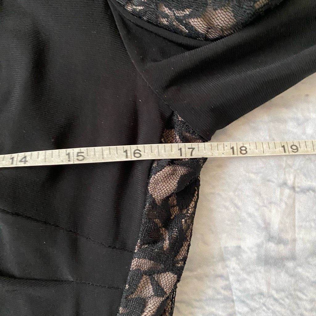 Other Women M fully lined midi dress w/black lace over tan rouched Size M / US 6-8 / IT 42-44 - 11 Thumbnail