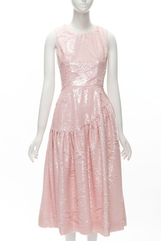 Simone Rocha SIMONE ROCHA 2019 Runway blush pink sequins dropped seam midi dress UK6 XS Size XS / US 0-2 / IT 36-38 - 1 Thumbnail