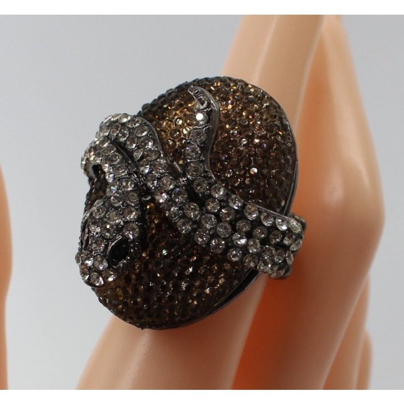 Other Coiled Serpent Snake Ring Black Rhinestones Transforms Goldh Size ONE SIZE - 5 Thumbnail