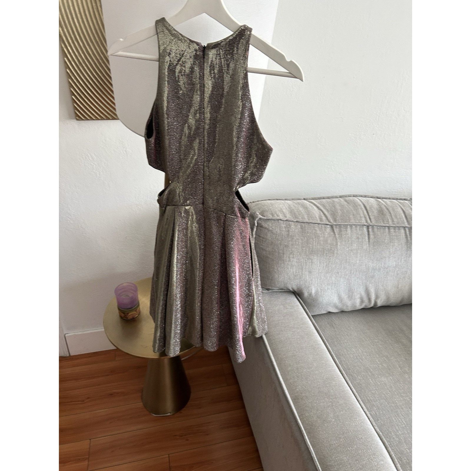 & Other Stories Y2K Glitter Cut Out Mini Dress Silver Fairy Party Prom 2 Size XS / US 0-2 / IT 36-38 - 3 Thumbnail