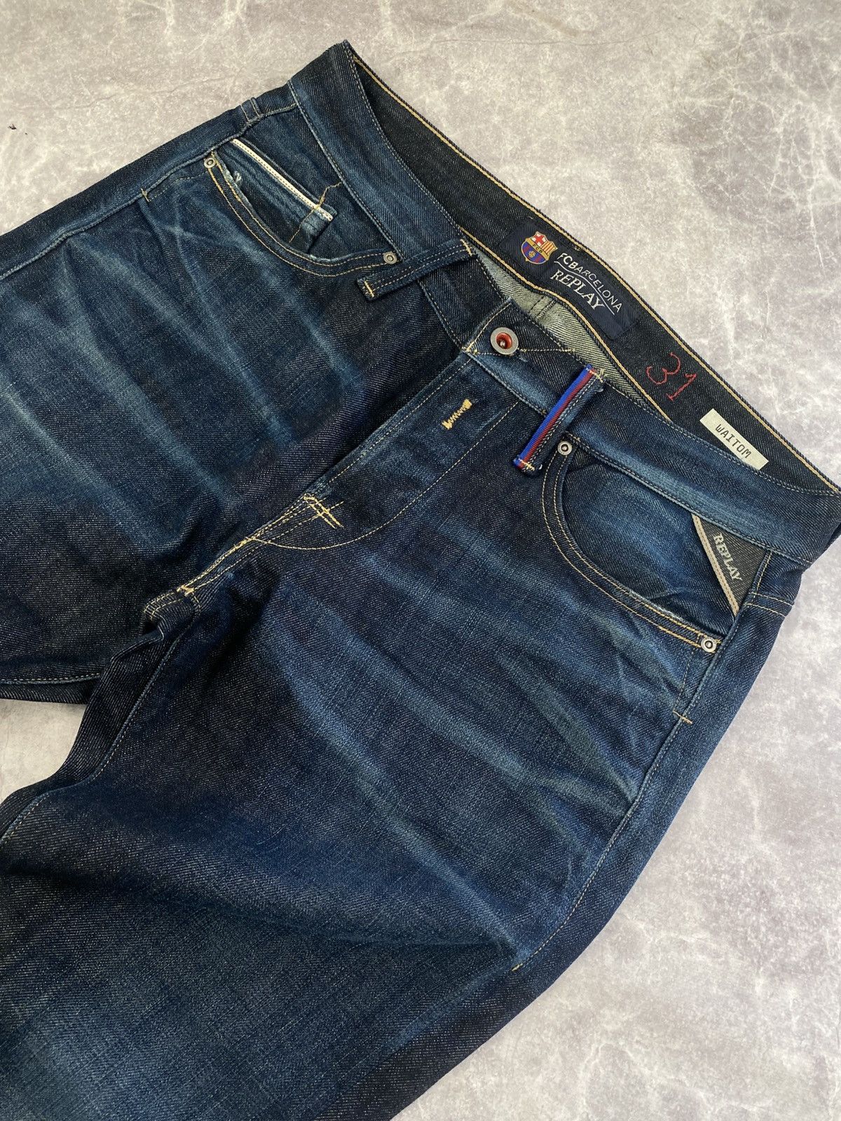 Replay Replay x FC Barcelona Dark Blue Jeans Size: W31 L30 Size US 31 - 2 Thumbnail