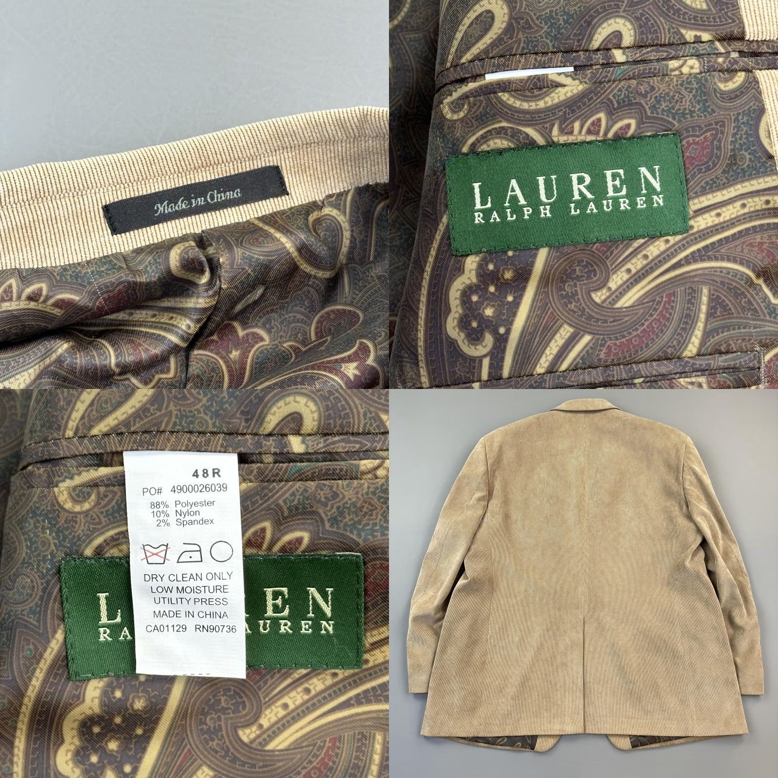 Ralph Lauren VINTAGE Lauren Ralph Lauren Blazer Mens 48R Corduroy Sport Coat Jacket Casual Size 48R - 8 Thumbnail