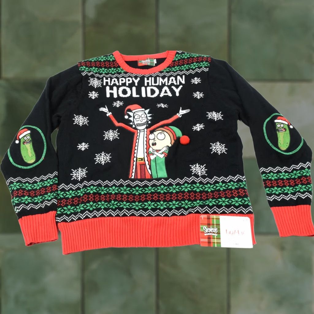Vintage Spencers Rick & Morty Christmas Sweater Mens XL Light-Up Human Holiday Knit Size US XL / EU 56 / 4 - 1 Thumbnail