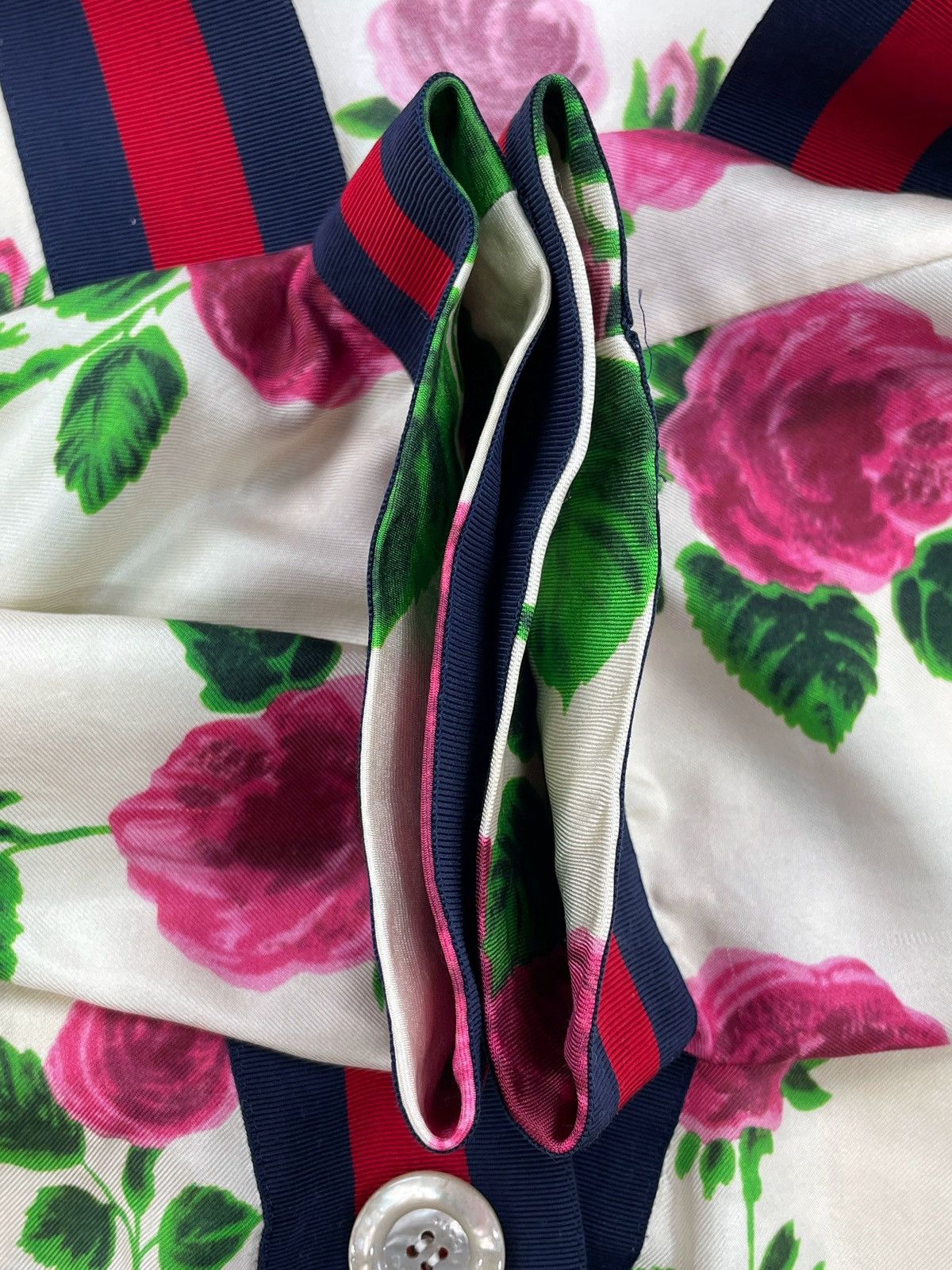 Gucci GucciRose red and blue striped mulberry silk cardigan jacke Size XS / US 0-2 / IT 36-38 - 15 Thumbnail