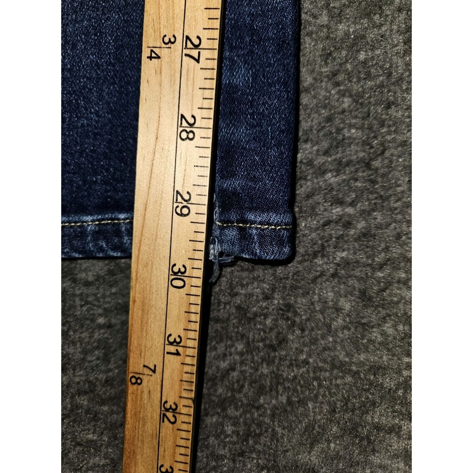 Vintage Kancan Bootcut Jeans Juniors 25 Blue Mid Rise Stretch Preppy Retro Regular Distressed Pockets Button Fly Zipper Denim 29.5 Inseam Womens Size 42" / US 20 - 6 Thumbnail