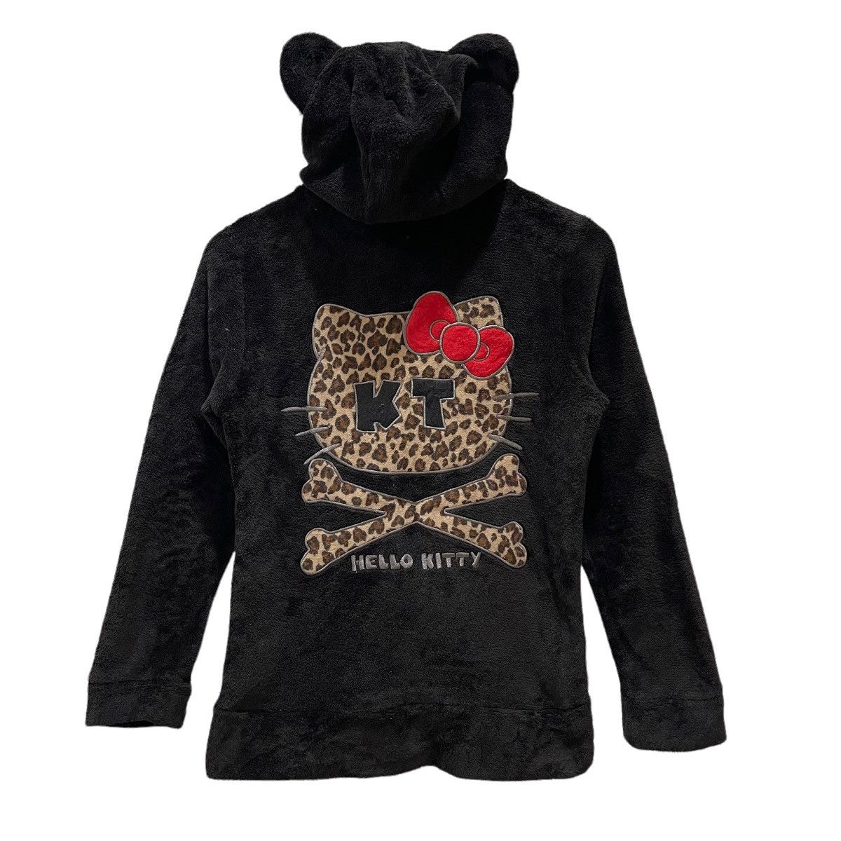 Anime Hello Kitty Leopard Print Velvet Hoodie Zipper Jacket Size M / US 6-8 / IT 42-44 - 1 Thumbnail