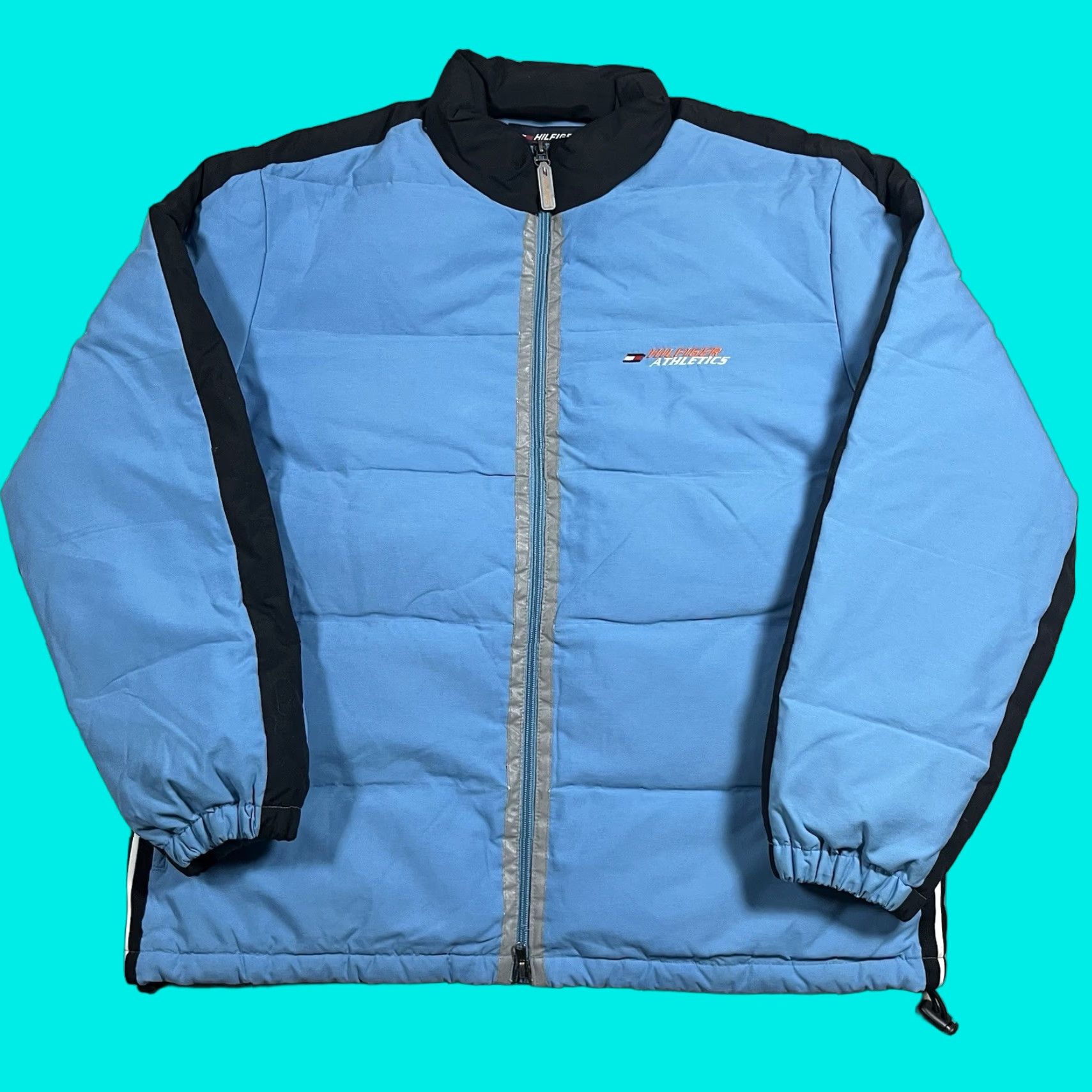 Tommy Hilfiger VINTAGE Tommy Hilfiger Jacket Mens L Blue 3M Stripe Puffer Coat 90s Goose Down Size US L / EU 52-54 / 3 - 1 Thumbnail