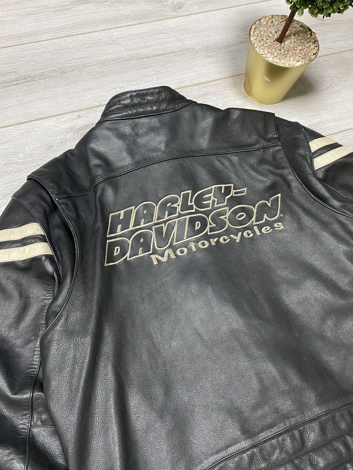 Vintage Harley Davidson big logo vintage leather racing jacket Size US XL / EU 56 / 4 - 9 Thumbnail