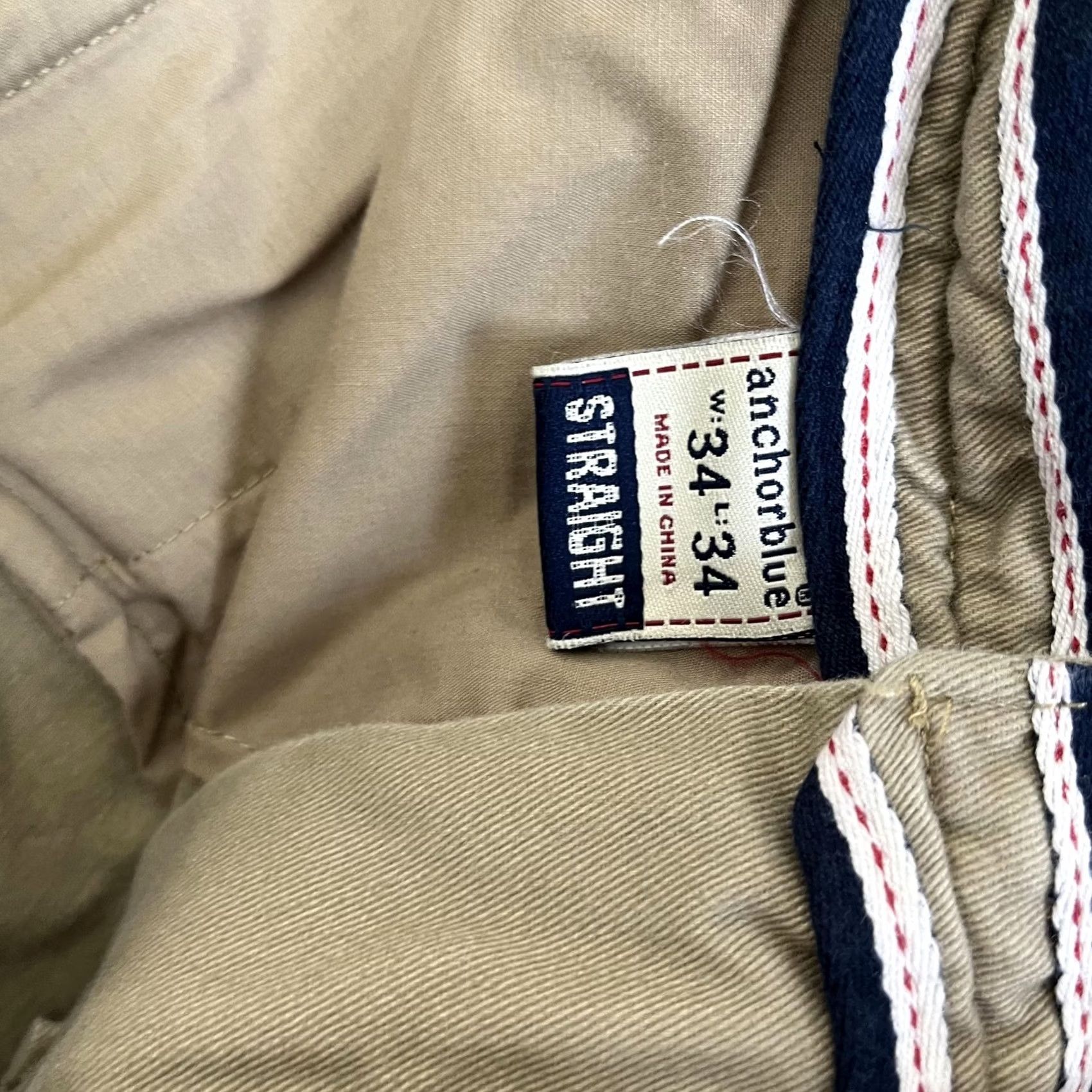Anchor Blue VINTAGE Anchor Blue Pants Mens 34x34 Beige Chino Straight Leg Casual Twill 34 Inseam, Cotton, Flat Front, Pockets, Zip, Regular Fit Mens Size US 34 / EU 50 - 3 Thumbnail
