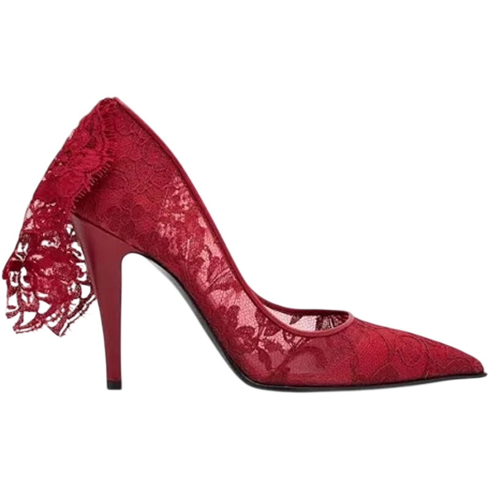 Alexander McQueen Alexander McQueen Drape Lace Pointed Toe Pump Crimson Sz 40 Size US 10 / IT 40 - 1 Thumbnail