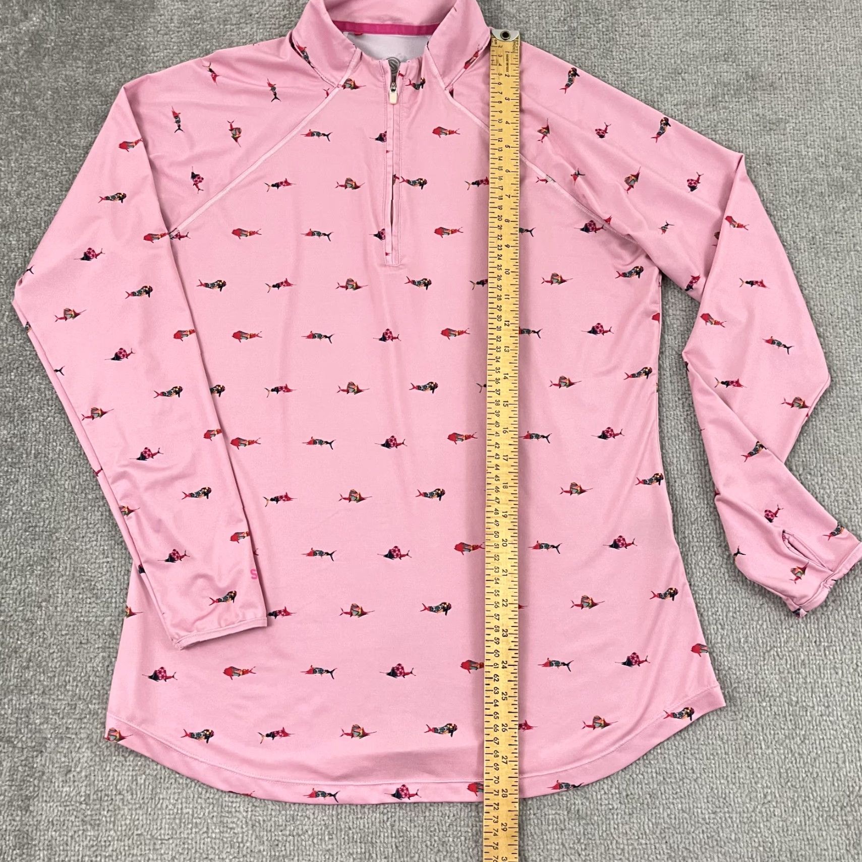 Vintage Scales Pullover Jacket Large Pink Trippy Fish Quarter Zip Fishing Stretch Breathable Hooded Lightweight Athletic Womens Size L / US 10 / IT 46 - 5 Thumbnail