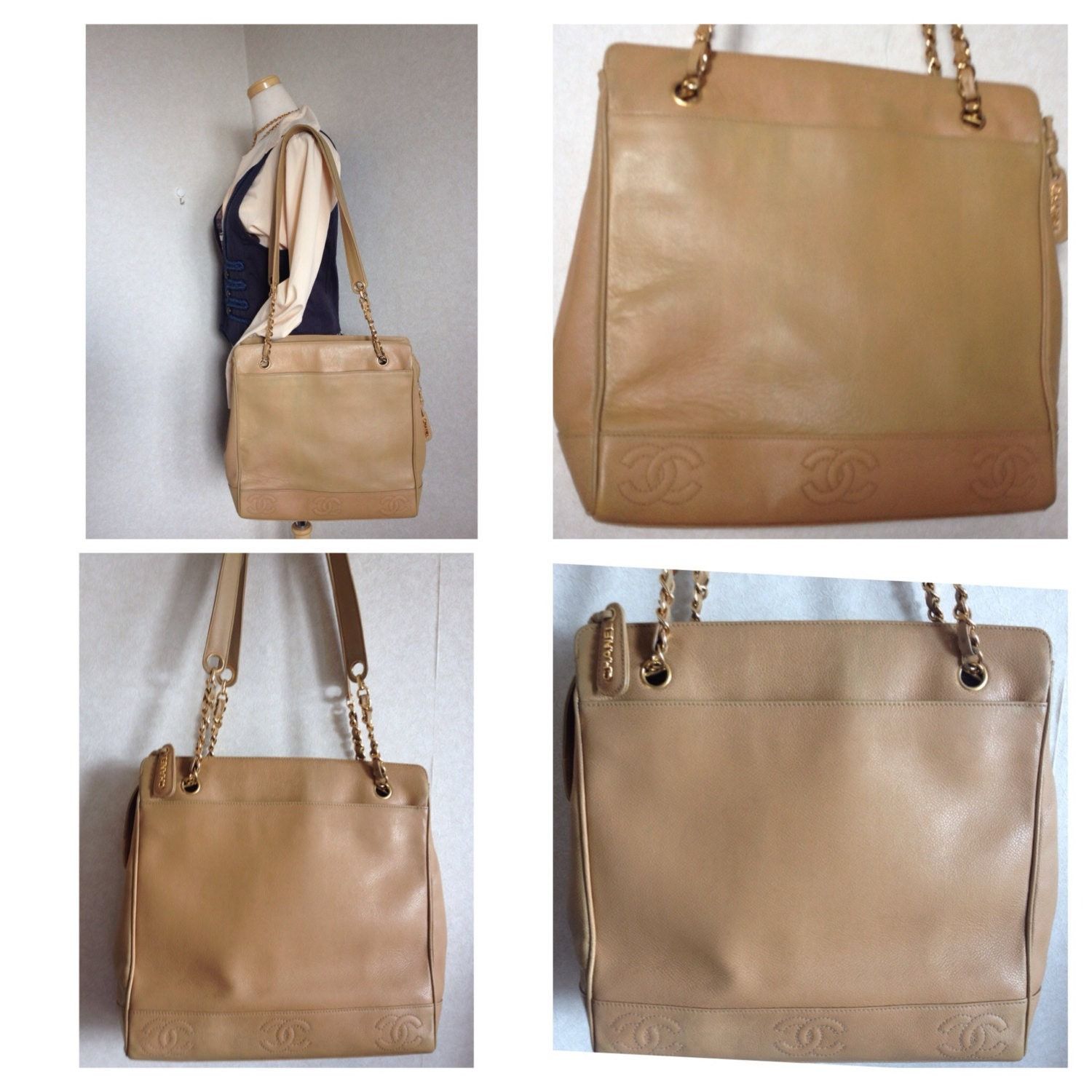 Chanel Vintage CHANEL brown beige caviar leather chain shoulder bag Size ONE SIZE - 4 Thumbnail
