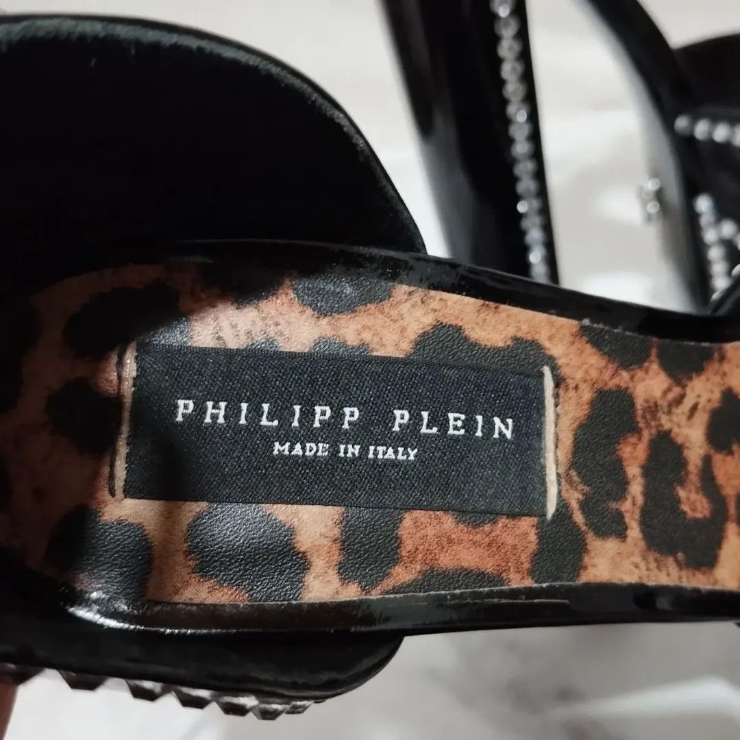 Philipp Plein Philipp Plein 120mm Cryst-Embelished Black Platform Hi-Heels Size US 8 / IT 38 - 6 Thumbnail