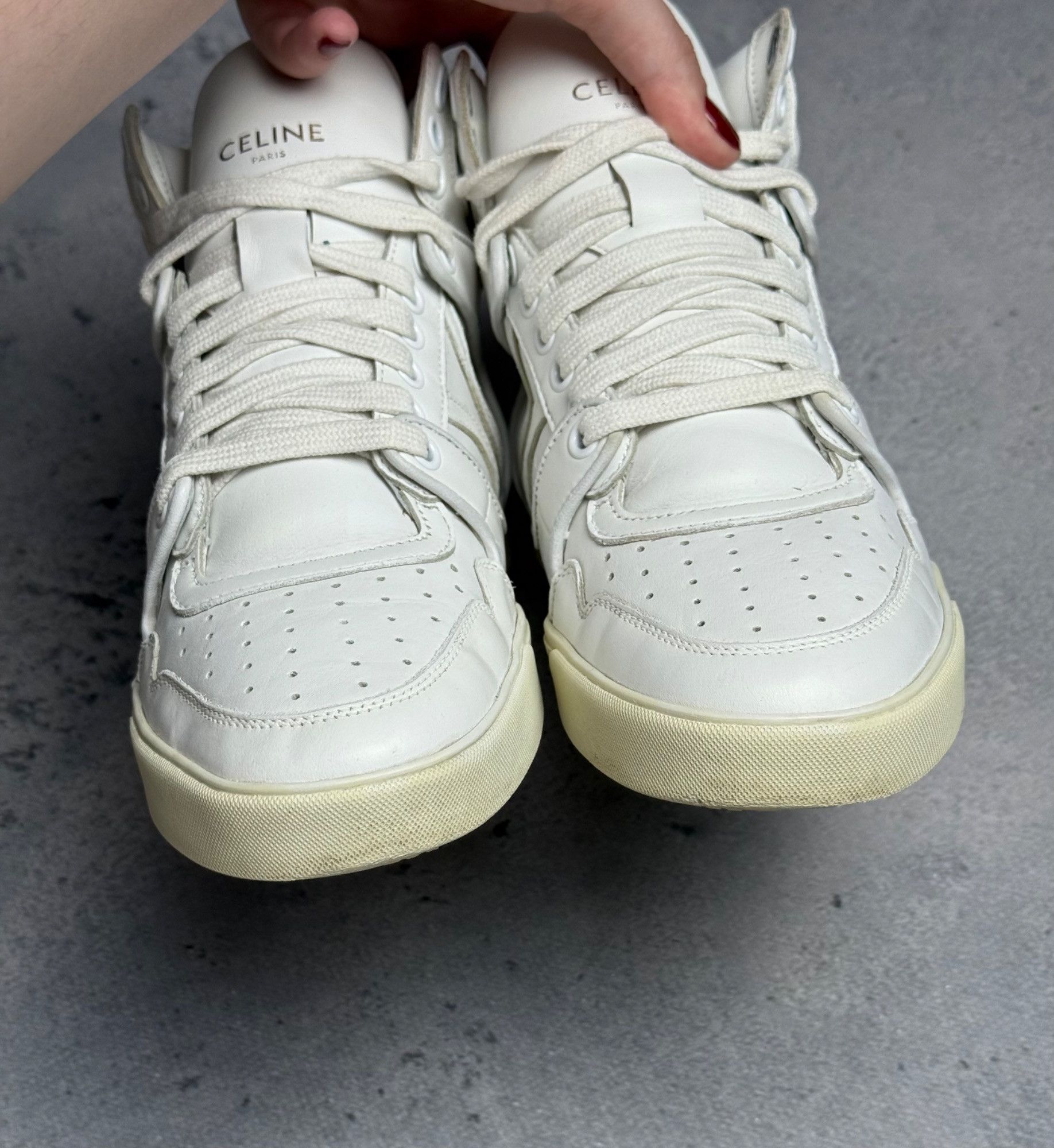 Celine Celine Break White Leather High-Top Sneakers Size 37 Luxury Size US 7 / IT 37 - 6 Thumbnail