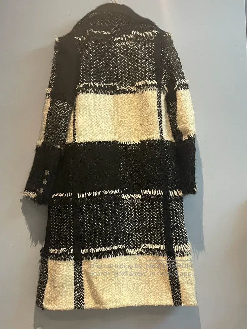 Chanel Chanel Black checkered colour long coat Size XXS / US 00 / IT 34 - 2 Thumbnail