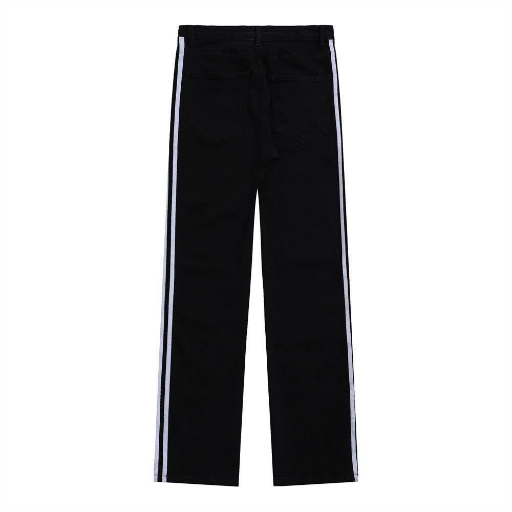 Japanese Brand Street trend color block casual side stripe straight jeans Size US 32 / EU 48 - 2 Thumbnail