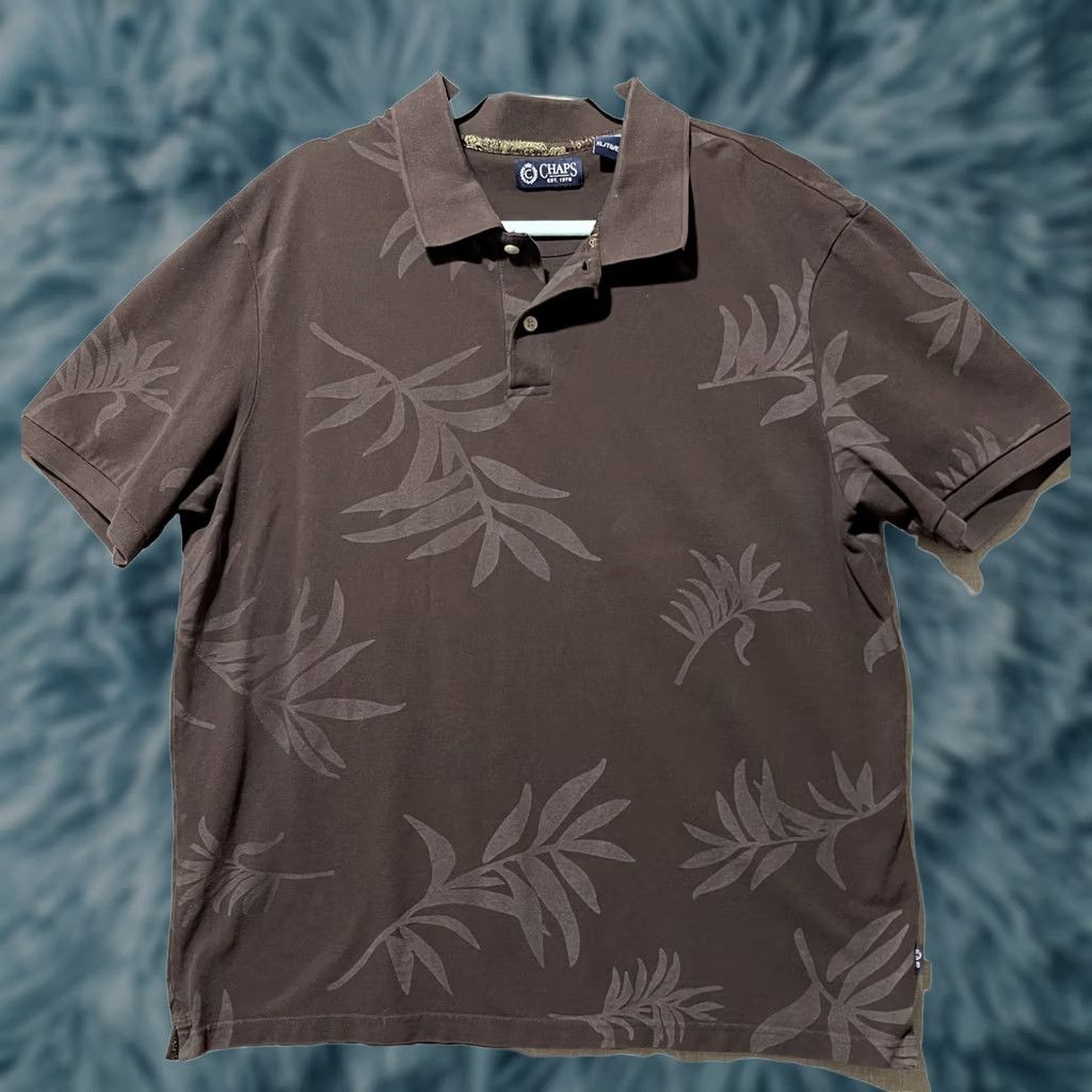 Chaps CHAPS RALPH LAUREN Polo Shirt Mens XL Brown Tropical Palm Print Size US XL / EU 56 / 4 - 1 Thumbnail