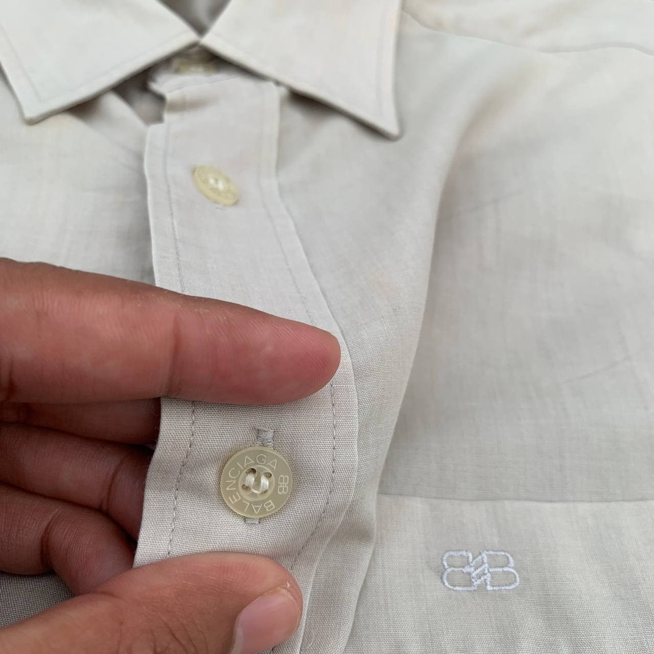 Balenciaga Vintage BALENCIAGA Pocket Buttons Up Shirt Size US L / EU 52-54 / 3 - 4 Thumbnail