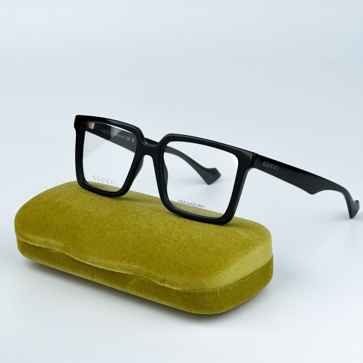 image of New Gucci Gg1540O 005 Men Square 55Mm Eyeglasses GG 1540O in Black/Demo Lenses