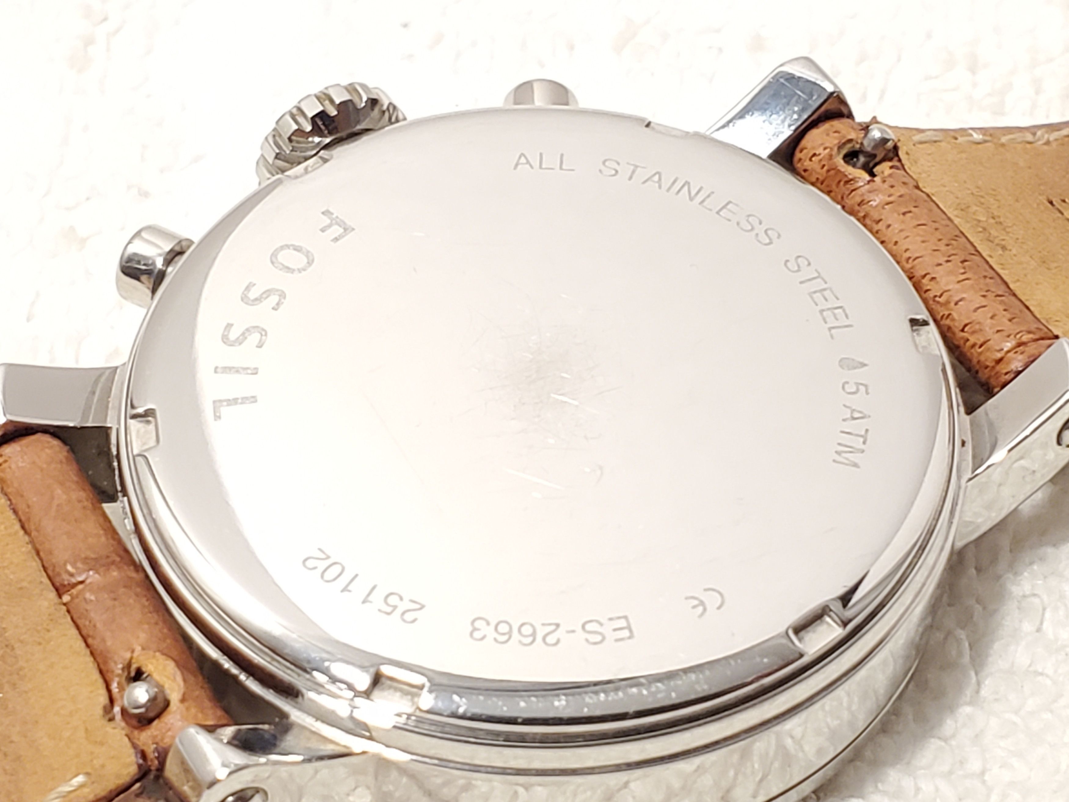 Fossil Vintage Fossil Women's Date Watch Brown Leather Band Size ONE SIZE - 8 Thumbnail