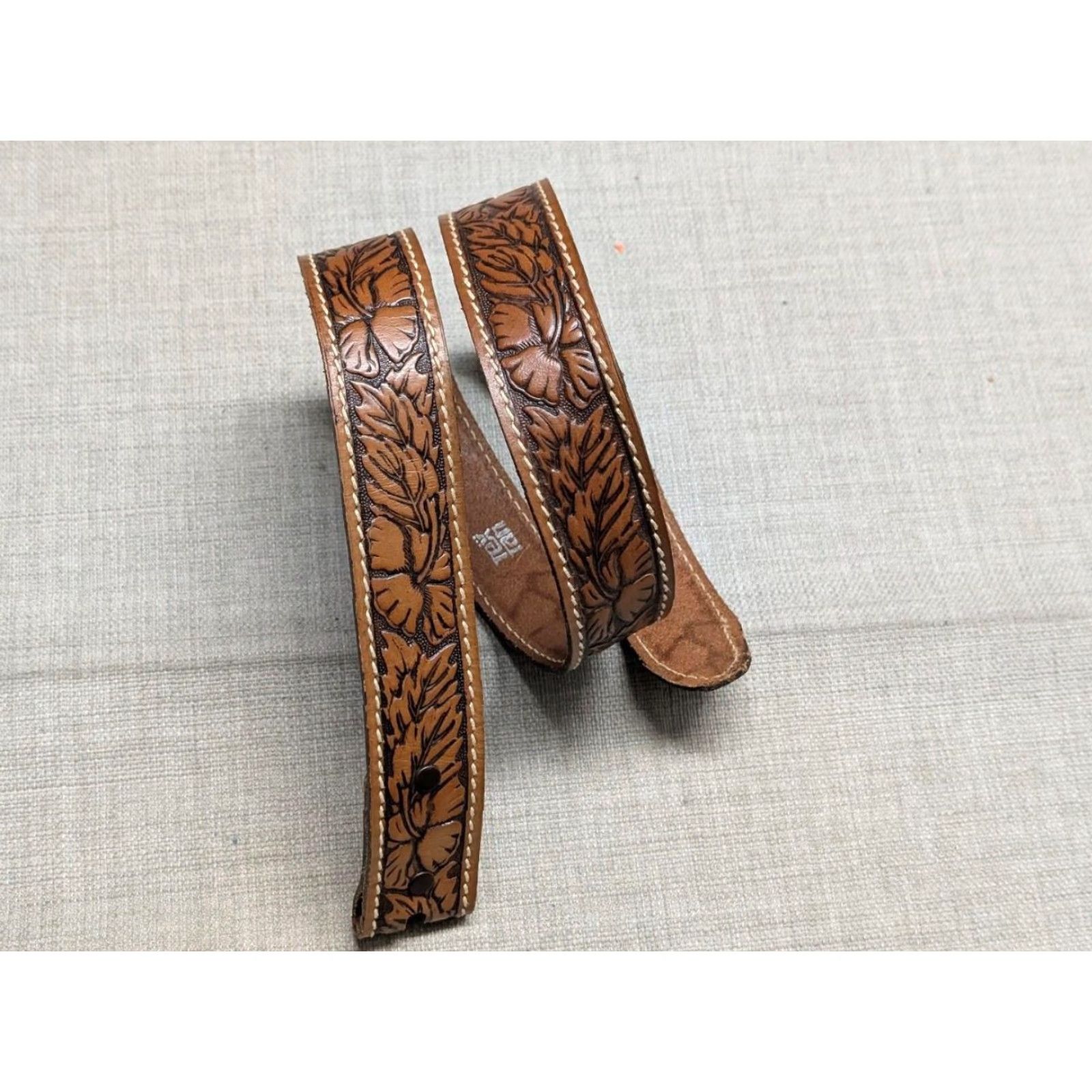 Vintage VINTAGE westERn belt tooled cowhide brown 32 belt Mens Western Belt Rodeo Buckle Straps 1-1/2" Size 32 - 3 Thumbnail
