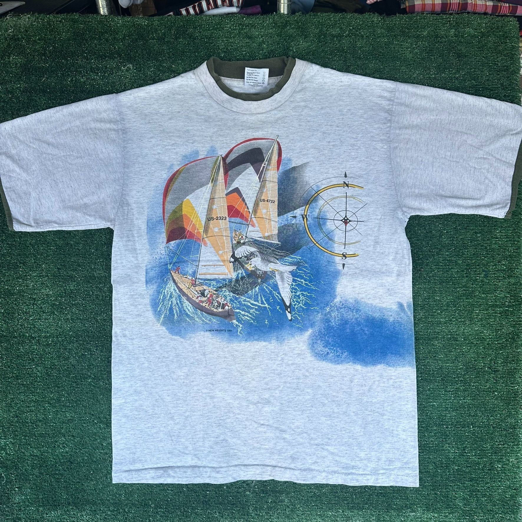 Vintage Vintage 90s Sailboat Seagull T-Shirt Gray L Single Stitch Na Size US L / EU 52-54 / 3 - 1 Thumbnail