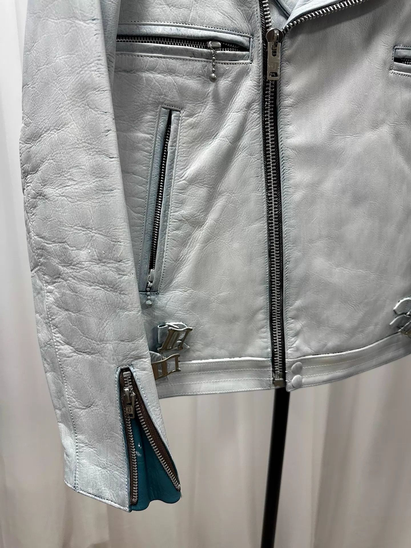 Undercover Undercover White Painted Leather Jacket w/ Blue Underlay Size US M / EU 48-50 / 2 - 3 Thumbnail