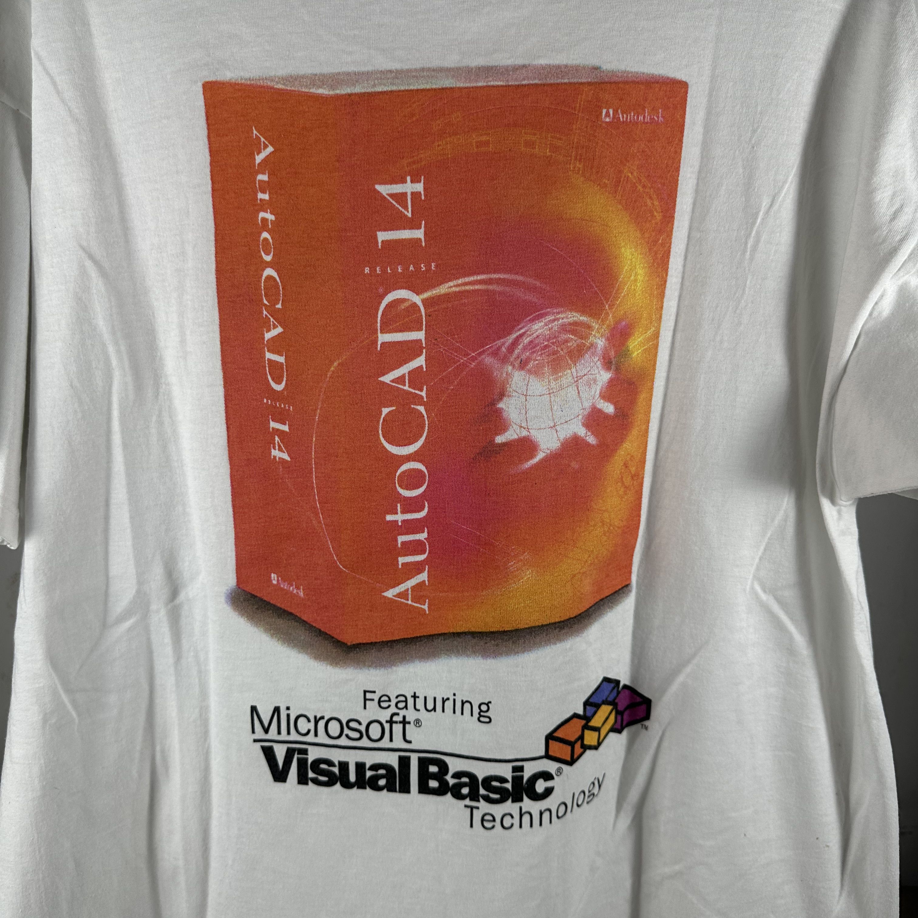 Vintage 90s Microsoft Windows AutoCAD 14 Computer Promo T-shirt Size US XL / EU 56 / 4 - 4 Thumbnail