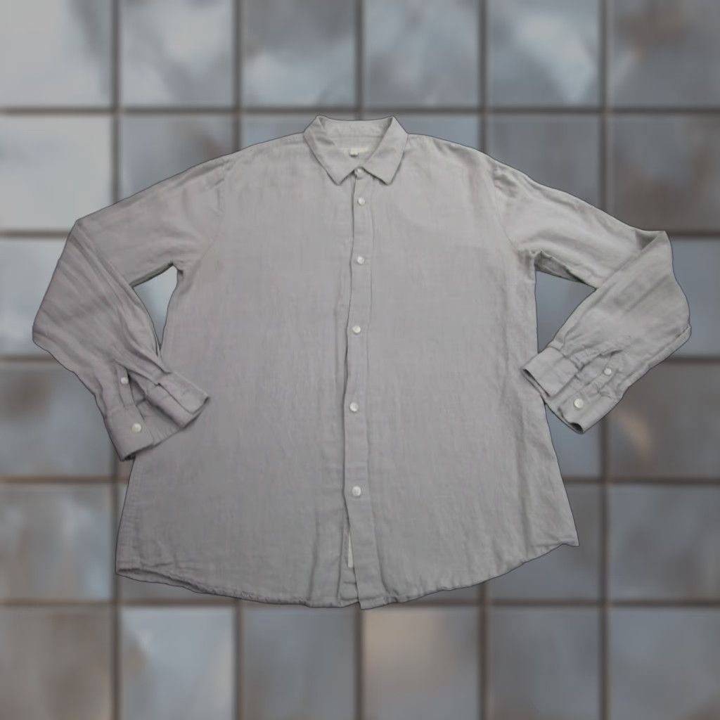 Onia ONIA Shirt Men Medium Gray Linen Blend Button Long Sleeve Chambray Casual Shirt Size US M / EU 48-50 / 2 - 1 Thumbnail