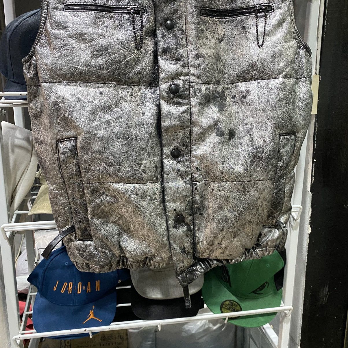 Designer × Duvetica × Izreel  Kazuhiro Takakura IZREEL x DUVETICA Goose Down Silver Leather PVC Puffer Vests Size US S / EU 44-46 / 1 - 5 Thumbnail